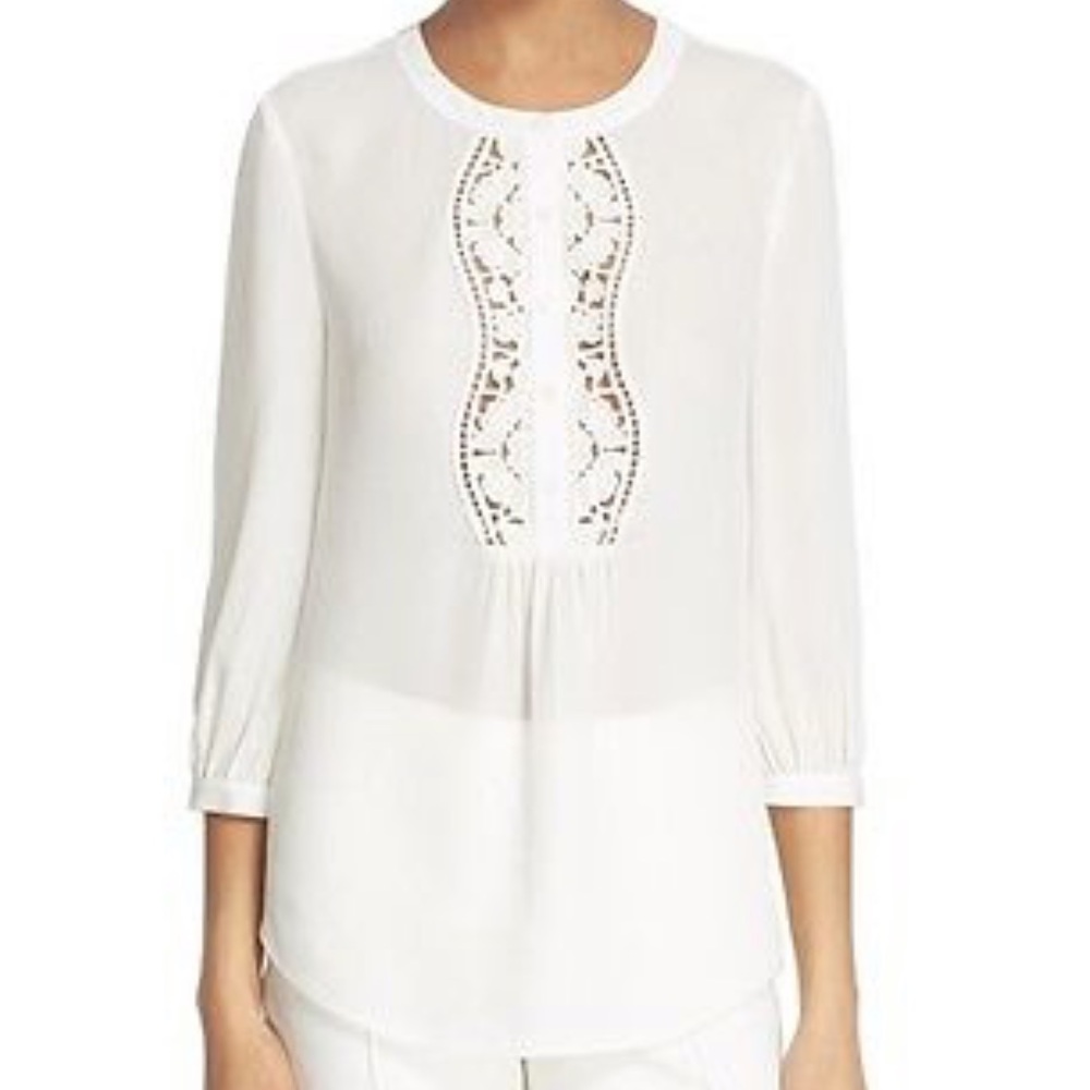NWT Kate Spade Embroidered Inset Silk Top
